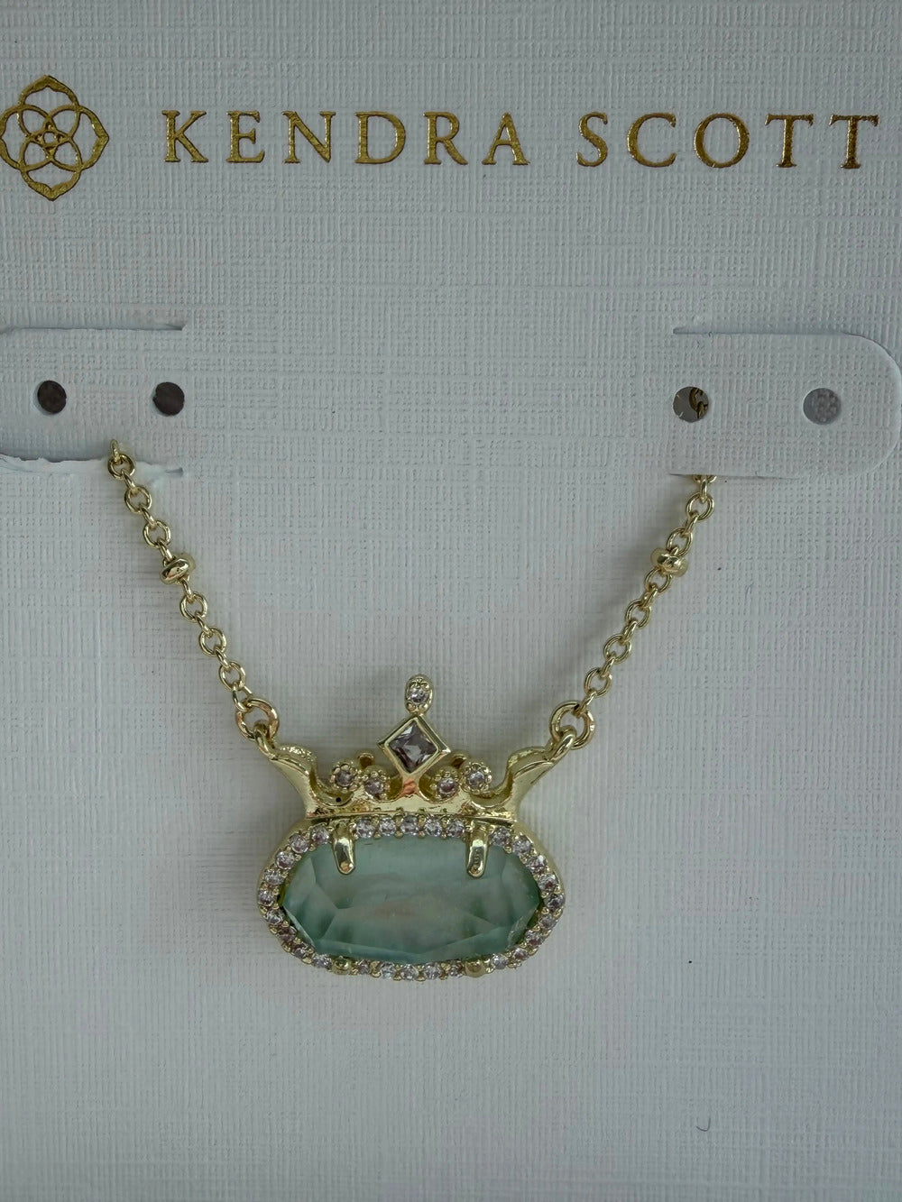 Kendra Scott Green Crown Pendant Necklace