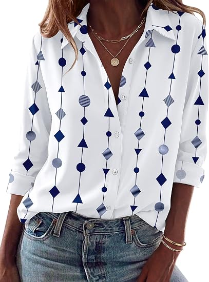 Women Dressy Casual Long Sleeve Button Down Shirts Tops