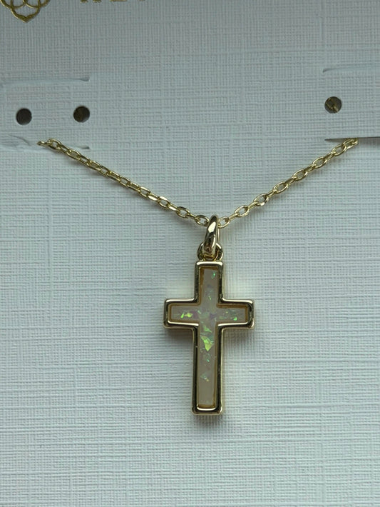 Kendra Scot White Cross Pendant Necklace