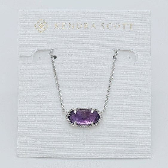 New Kendra Scott Elisa Silver Pendant Necklace in Amethyst