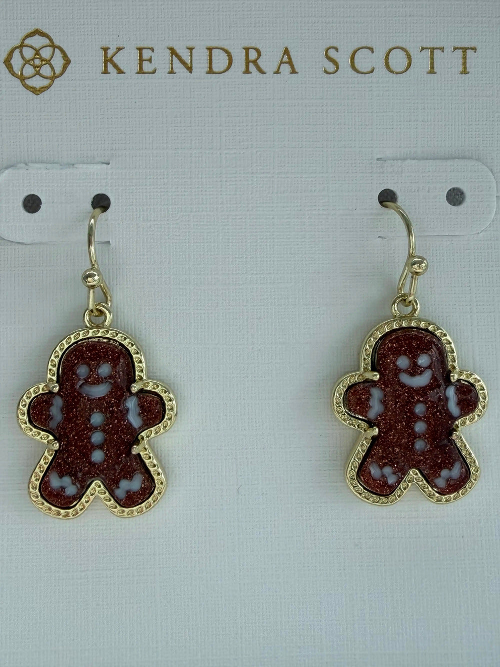 Kendra Scott Gingerbread Gold Drop earrings holiday cookies charm jewelry