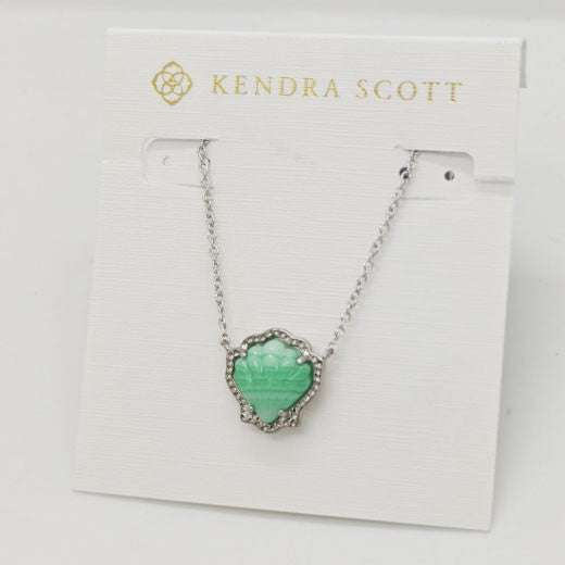 Kendra Scott Brynne Silver Plated Short Pendant Necklace In Sea Chrysocolla