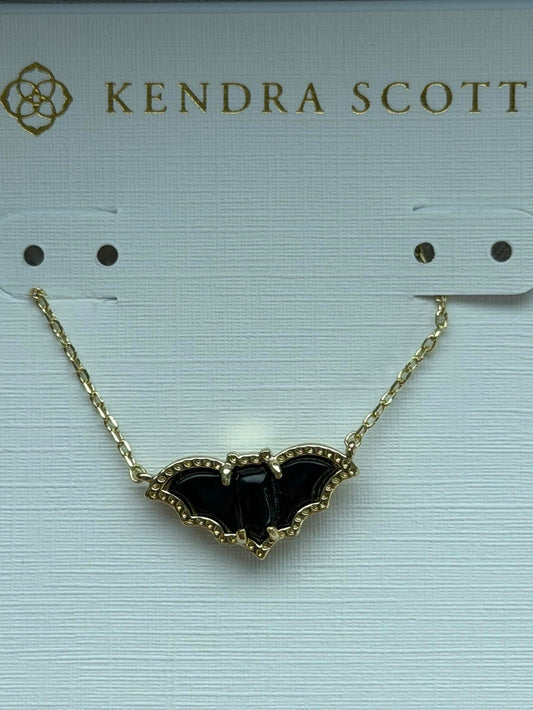 Kendra Scot Black Bat Pendant Necklace