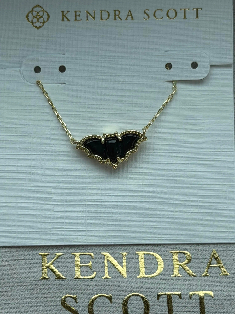 Kendra Scot Black Bat Pendant Necklace