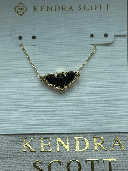 Kendra Scot Black Bat Pendant Necklace