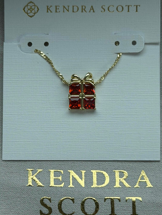 Kendra Scot Red Gift Pendant Necklace