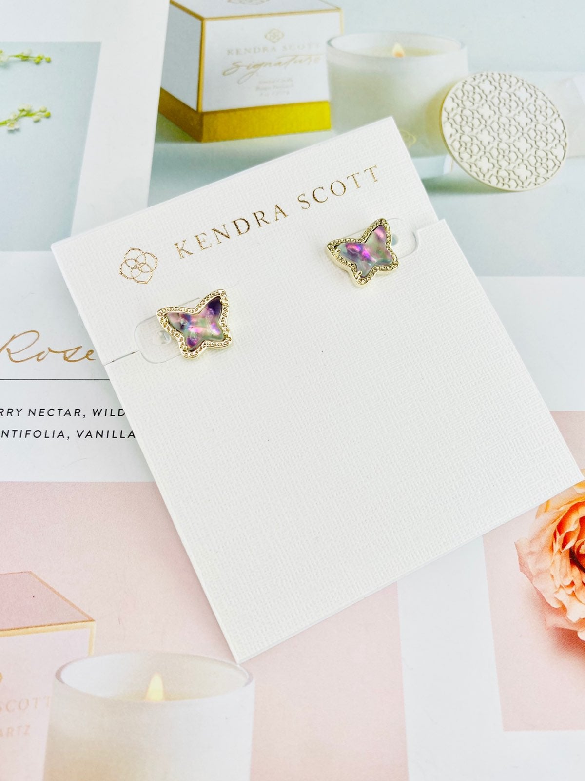 Kendra Scott Lillia lilac abalone earrin