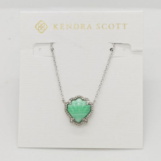 Kendra Scott Brynne Silver Plated Short Pendant Necklace In Sea Chrysocolla