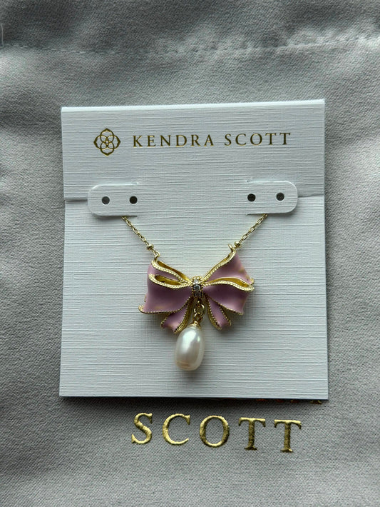 Kendra Scott Pink Bow Pearl Pendant Necklace