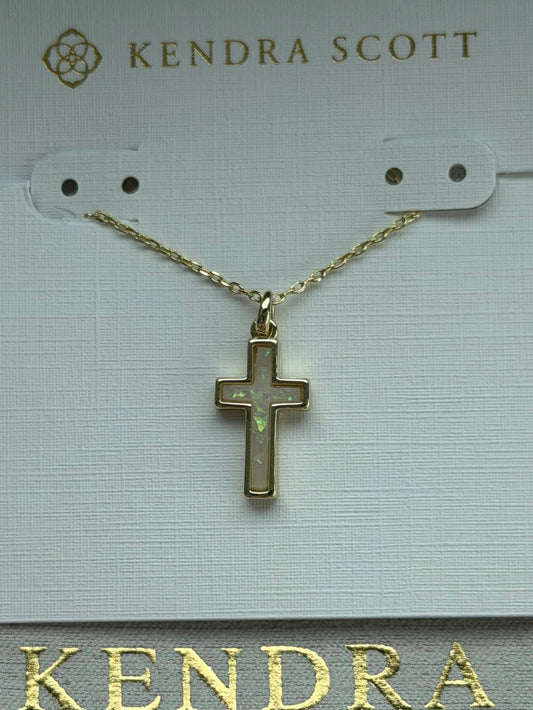 Kendra Scot White Cross Pendant Necklace