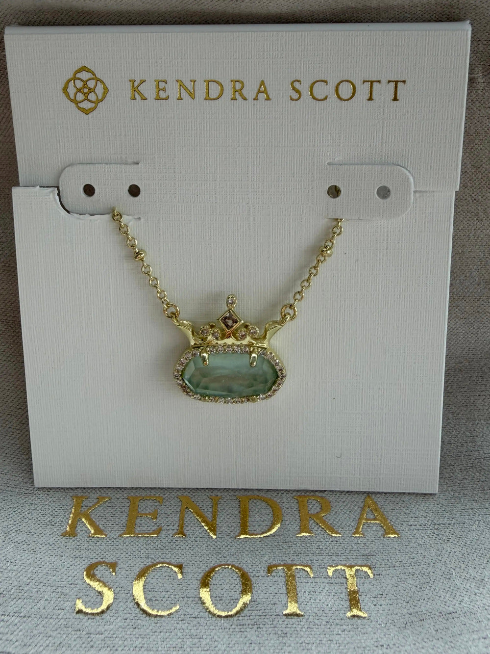 Kendra Scott Green Crown Pendant Necklace