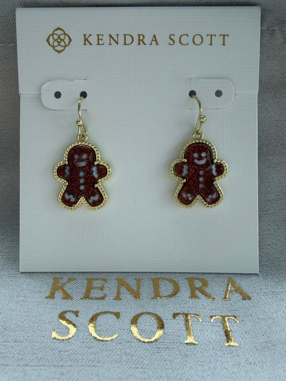 Kendra Scott Gingerbread Gold Drop earrings holiday cookies charm jewelry